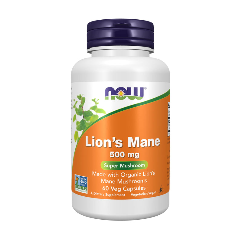 [Australia] - NOW Foods Supplements, Lion's Mane 500 mg, Super Mushroom, Made with Organic Lion's Mane Mushrooms, 60 Veg Capsules 