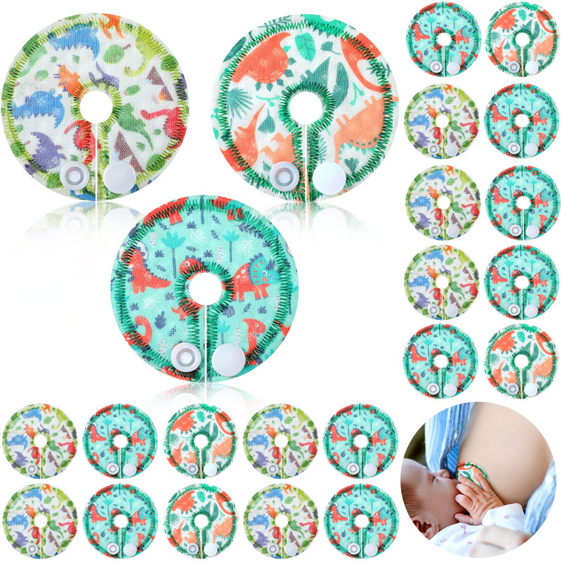 [Australia] - 24 Pack Cotton Pads for Feeding Support, Feeding Pads Supplies G Shape Pads Button Covers for Feeding Care (Dinosaur) Dinosaur 
