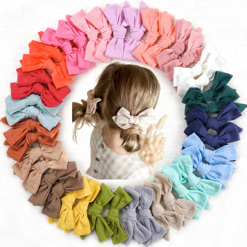 [Australia] - CÉLLOT 40 Pieces Girls Hair Bows Linen Fabric Bows Alligator Clips Hair Accessories for Little Girls Toddlers Kids and Teens Style-A 