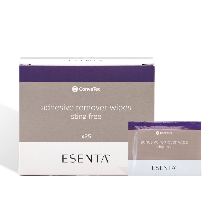 [Australia] - ConvaTec ESENTA Adhesive Remover Wipes for Around Stomas and Wounds, Sting Free, Alcohol Free, 25ct Box (Pack of 1) 25 Count (Pack of 1) 