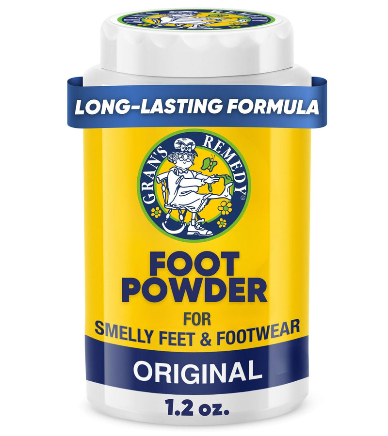Gran's Remedy Shoe Deodorizer and Foot Powder for Smelly Feet - Effective Shoe Odor Eliminator in Travel Size - Absorbs Sweat and Moisture for Shoes and Feet - Unscented 1.2 Ounce (Pack of 1) Unscented Shaker