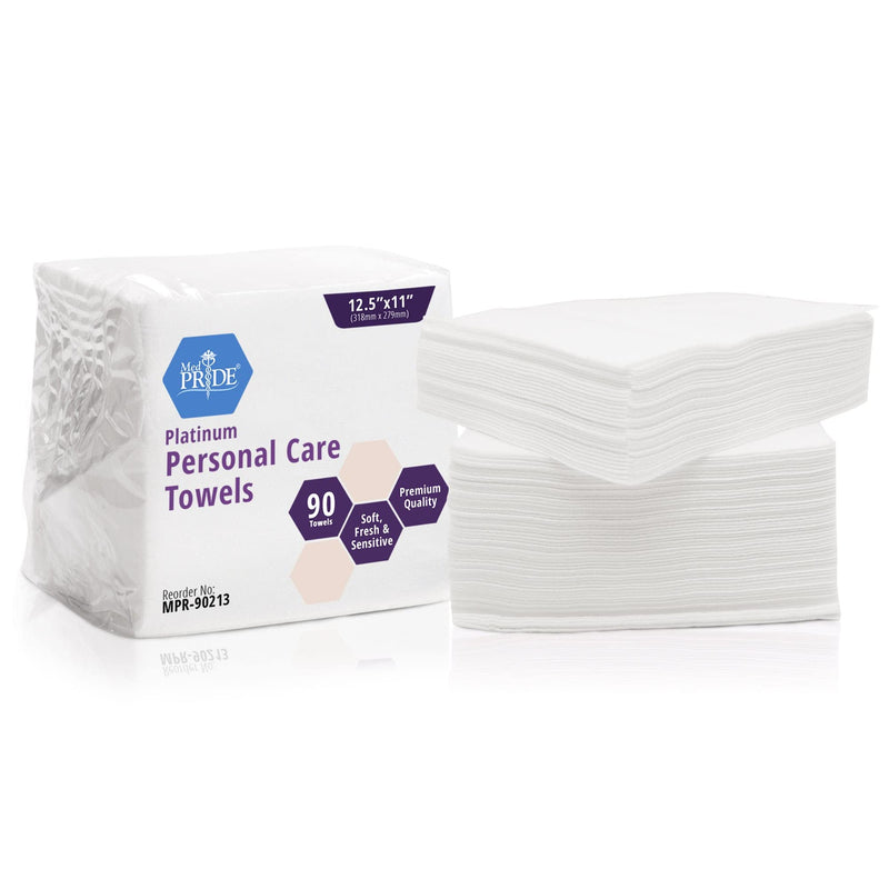 [Australia] - MED PRIDE Platinum Personal Care Towels [90 Pack]- Ultra Soft Dry Wipes- Disposable & Unscented for Baby Or Senior Care & Adults - Sanitary for Hand, Face, Body Or Incontinence- 12.5''x11'' 