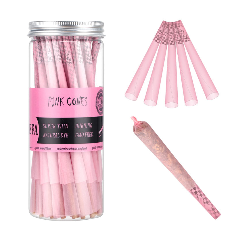 [Australia] - TISFA Pink Pre rolled Cones 60 Pack Rolling Papers King Size Rolling Cones with Tips & Packing Sticks (60 PCS) 60pcs 
