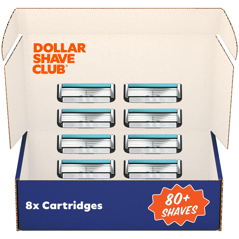 [Australia] - Dollar Shave Club | 4 Blade Razor Refills (8 Pack) | Swift Rinse Blades for Longer and Thicker Hair 8 Count (Pack of 1) 