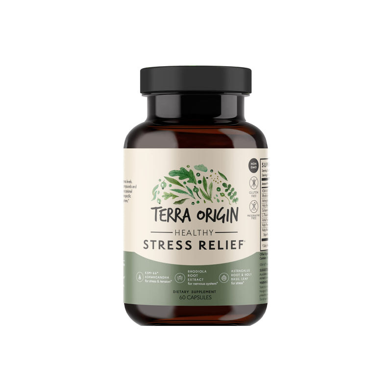 [Australia] - TERRA ORIGIN Healthy Stress Relief Capsules | 60 Capsules | Rhodiola Extract, Astragalus Root, Holy Basil and KSM-66 Organic Ashwagandha 