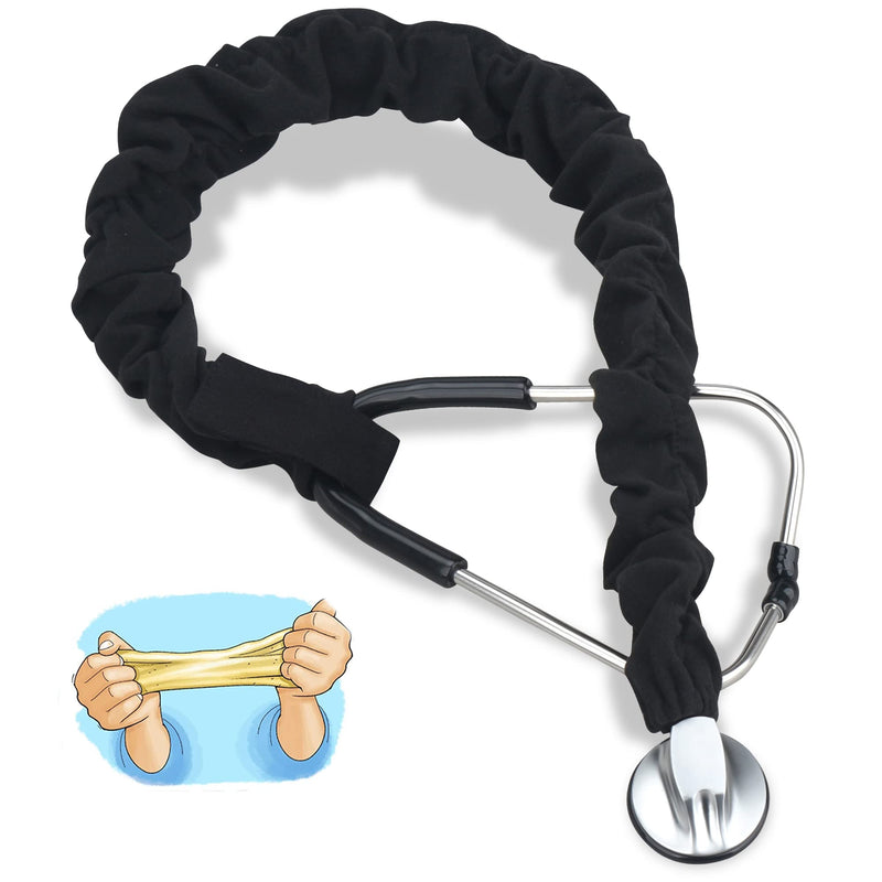 [Australia] - ABAMERICA Stretchy Stethoscope Cover Scrunchie, Stretchy Slim Looking Stethoscope Sleeves Universal Fit to All Types of Stethoscopes A14- 1 Pcs Stretchy Rayon - Black 