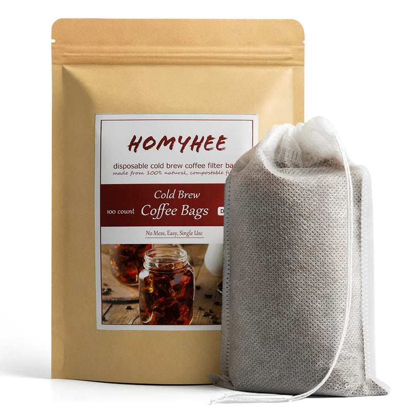 [Australia] - No Mess Cold Brew Coffee Filters - 100 Count Disposable Fine Mesh Brewing Bags for Concentrate/Iced Coffee Maker, French/Cold Press Kit, Hot Tea in Mason Jar or Pitcher, 4 x 6 Inches 100 Pack - 4" x 6" 