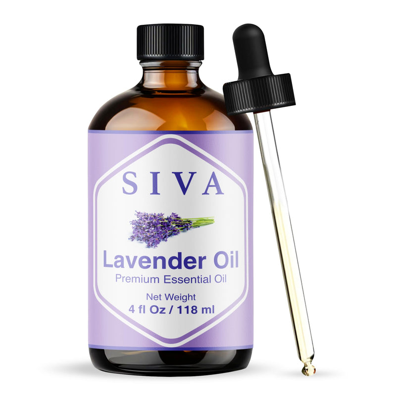 [Australia] - SIVA Lavender Essential Oil - 4 Fl Oz ‚Äì Natural Lavender Oil - for Diffuser, Face, Skin Care, Aromatherapy, Hair Care, Scalp and Body Massage - with Dropper 4 Fl Oz (Pack of 1) 