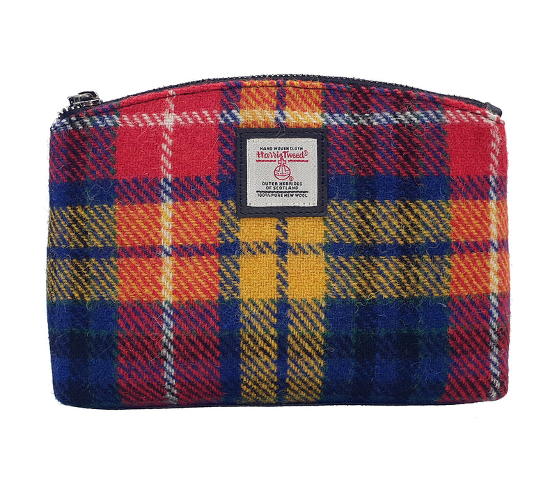 Harris Tweed Small Cosmetic Designed Pouch – Authentic Handcrafted Scottish Wool – Elegant & Compact Beauty Organizer for Women (Saffron) Saffron