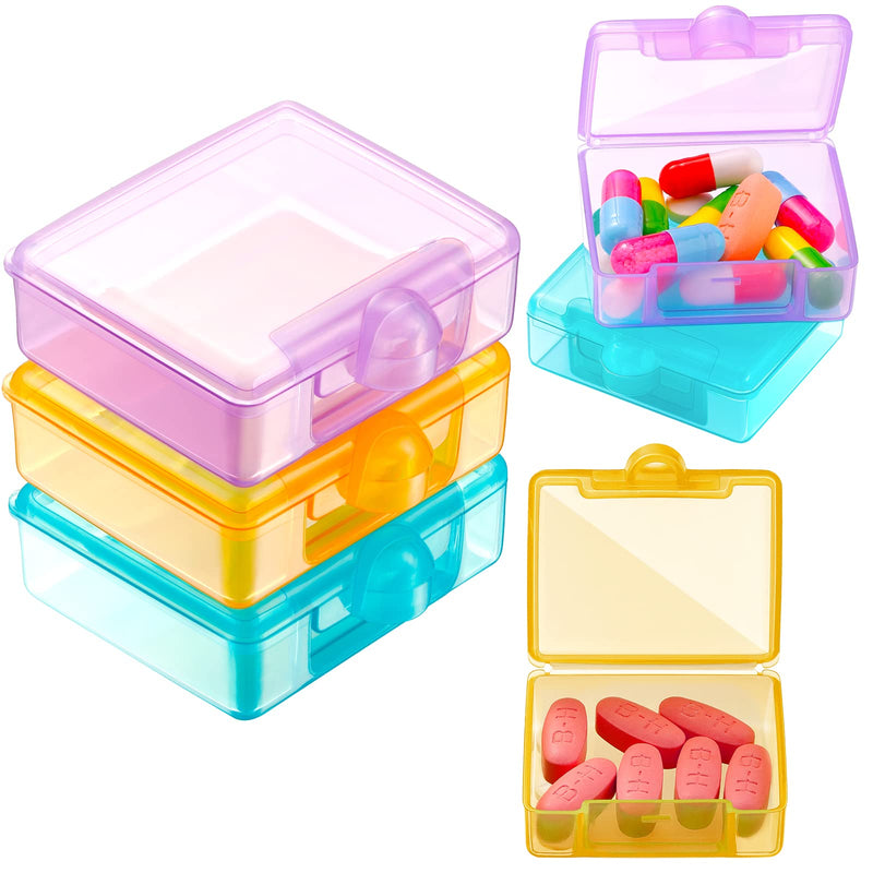 6 Packs Pocket Tiny Pill Case Single Daily Small Pill Container Travel Medicine Holder Cute Portable Personal Medicine Dispensers Organizers for Purse Pills Vitamin Supplements(Orange/Purple/Green) Orange/Purple/Green