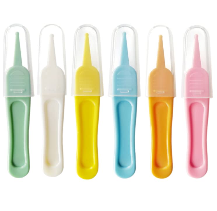 [Australia] - HLLMX 6 PCS Infant Nose Cleaning Tweezer with Plastic Round-Head Baby Ear Nose Navel Cleaner Clip for Baby Care 