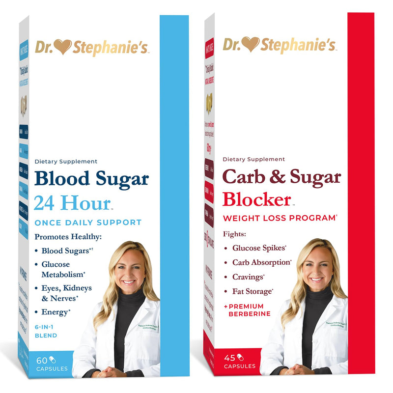 Dr. Stephanie's Bundle Pack - 24 Hour Support + Carb & Sugar Blocker - Daily Supplement
