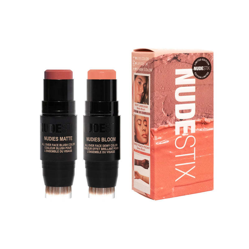 [Australia] - Nudestix Pretty Nude Skin Kit – 2-Piece Cream Blush Stick Set for Cheeks, Eyes & Lips | Includes Nudies Matte & Nudies Bloom | For All Skin Tones 
