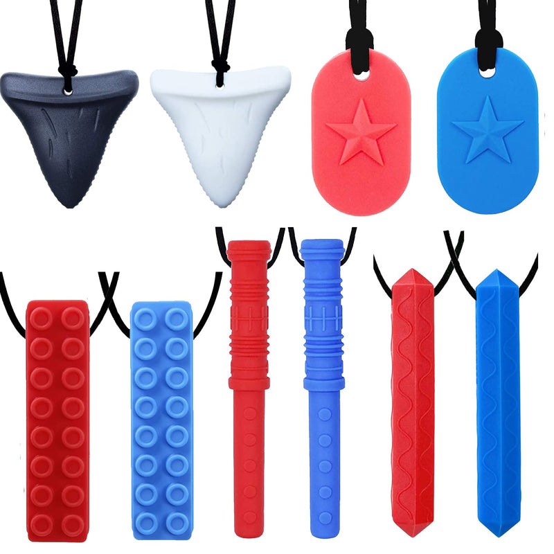 [Australia] - Sensory Chew Necklace by GNAWRISHING 10-Pack for Autistic, ADHD, SPD, Occral Motor Boys and Girls (Tough, Long-Lasting) 