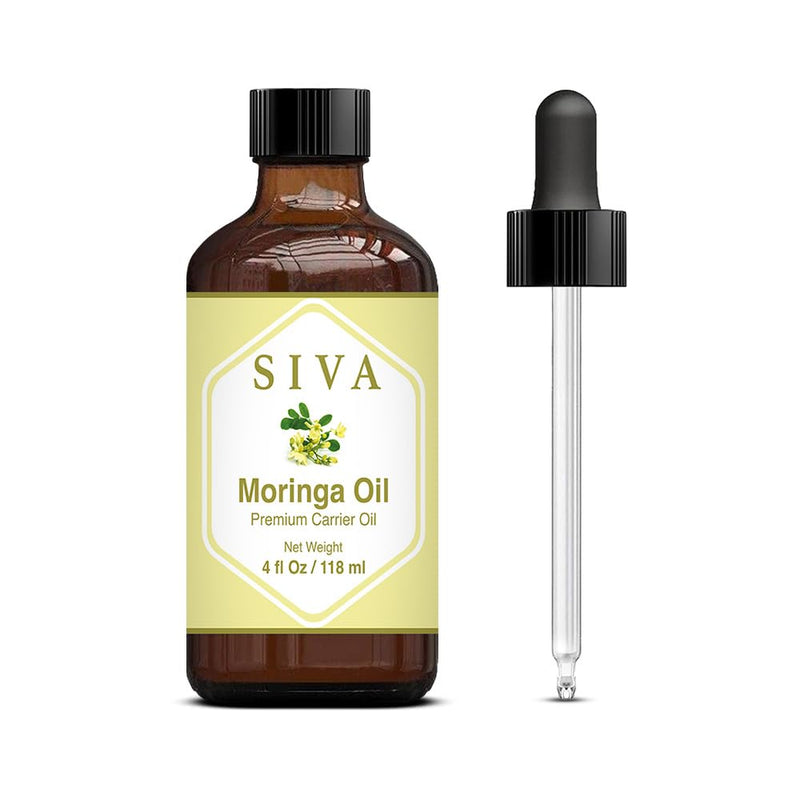 [Australia] - Siva Moringa Carrier Oil 4oz (118 ml) Premium Carrier Oil with Dropper for Skin Care, Hair Care, Scalp Massage & Body Massage 
