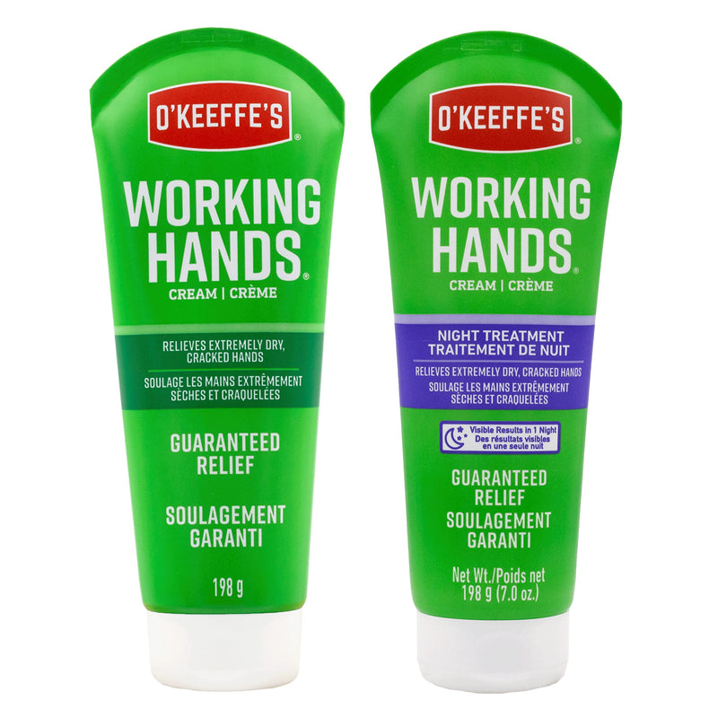 [Australia] - O'Keeffe's Working Hands Hand Cream Plus Night Treatment Cream Bundle - 7 oz Tubes (2 Total) - Repairing Skincare for Cracked, Dry Hands 7 oz. 