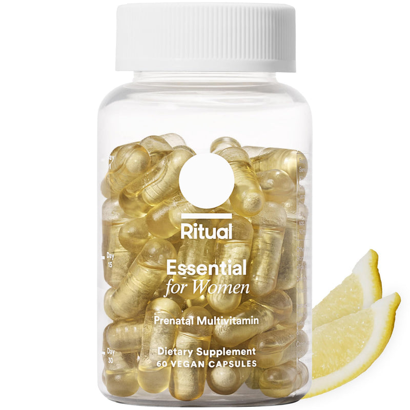 [Australia] - Ritual Essential for Women Prenatal Multivitamin: Folate & Choline for Neural Tube Support, Omega-3 DHA for Fetal Brain Development, Iron, Calcium-Helper D3 & K2, Non-GMO, Vegan, Citrus, 30 Days 