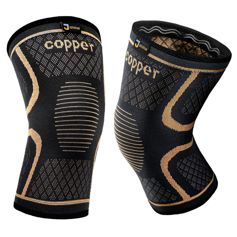 [Australia] - Copper Knee Braces for Men and Women (2 pack) -Knee Supports Copper Compression Knee Sleeve for Knee Pain, Arthritis, Sports and Recovery Support (Large) Large 2pack-Copper-Black 