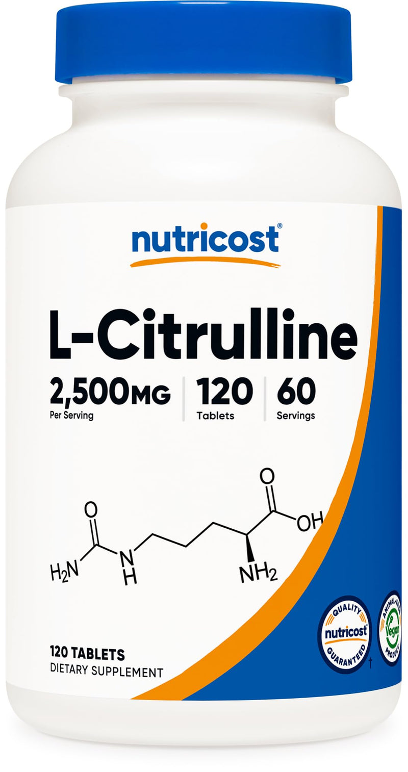 Nutricost L-Citrulline (2500mg) 60 Servings, 120 Tablets | 1250mg Per Tablet, GMO-Free and Gluten Free 120 Count (Pack of 1)