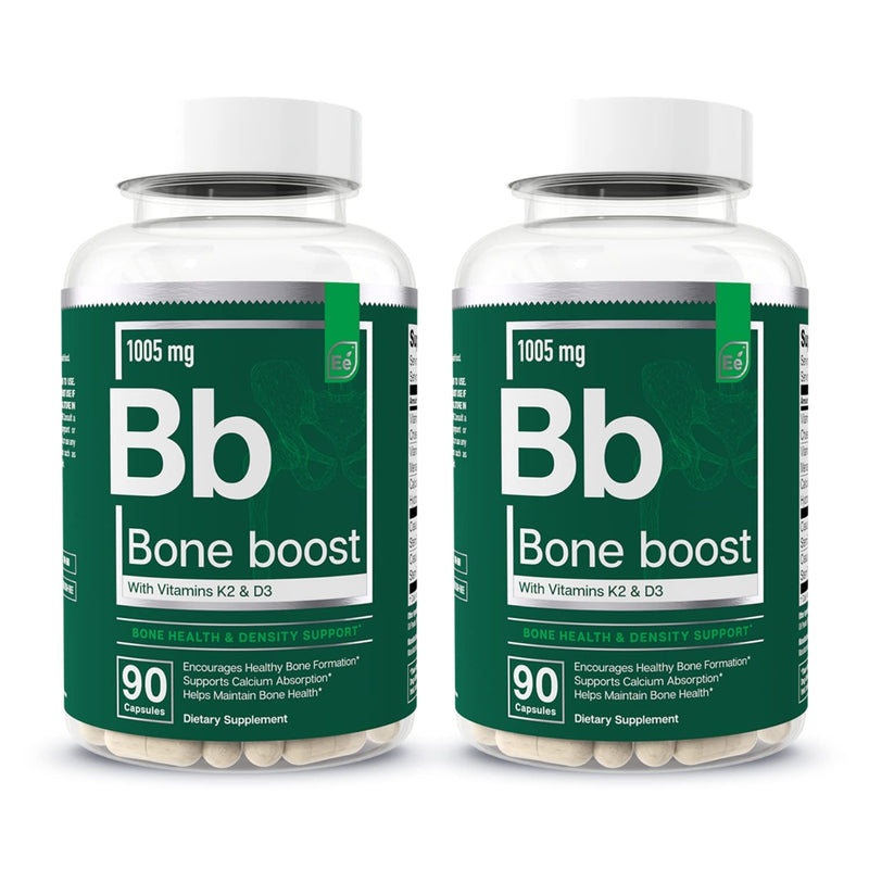 Essential Elements Bone Boost Bone Health Supplement - Bone Support and Calcium Supplement with Vitamin D 3, K2, Cissus Quadrangularis for Bone Strength - 180 Capsules (60 Day Supply) (2-Pack) 90 Count (Pack of 2)