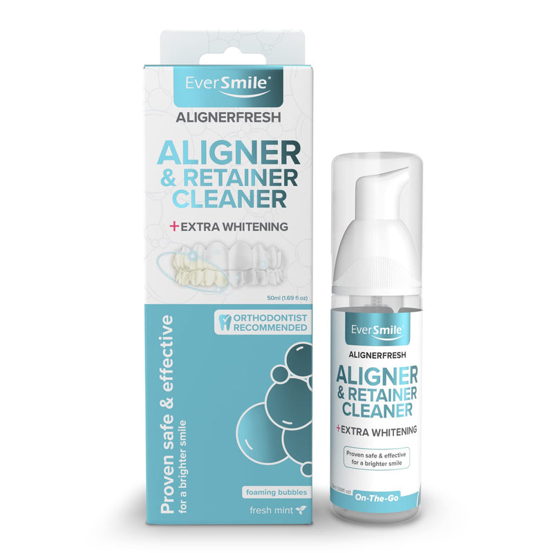 [Australia] - EverSmile AlignerFresh Extra Whitening Aligner & Retainer Cleaning Foam. AlignerFresh Cleaning Foam for Invisalign, ClearCorrect, Essix, Hawley Trays/Aligners. Cleans, Kills Bacteria & Whitens Teeth. 