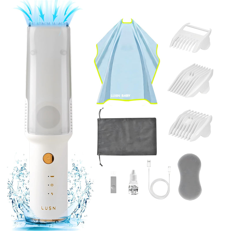 [Australia] - Baby Hair Clippers with Vacuum, Quiet Hair Trimmers for Kids, IPX7 Waterproof Rechargeable Cordless Haircut Kit for Baby Children Infant White Vacuum 