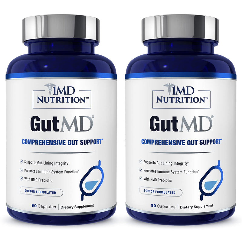 [Australia] - 1MD Nutrition GutMD - L-Glutamine and Prebiotic for Gut Integrity | Promote Digestive Tract Health | 90 Capsules (2-Pack) 90 Count (Pack of 2) 