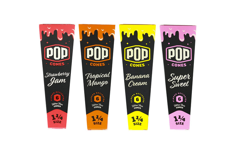 [Australia] - Pop Cones- Cones with a Flavor Burst Pop ( Wraps, Papers, Cones) (All 4 Flavors, 1 1/4), Red, Yellow, Blue, Orange All 4 Flavors 