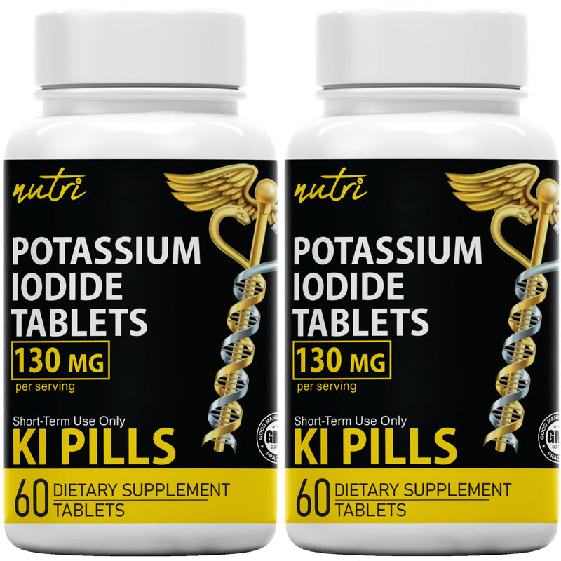[Australia] - Potassium Iodide Tablets 130 mg (2 Pack) - (120 Tablets) EXP 10/2032 - Ki Pills Potassium Iodine Tablets - Potassium Iodine Pills Yoduro de potasio Potassium Iodide Tablets 60 Count (Pack of 2) 