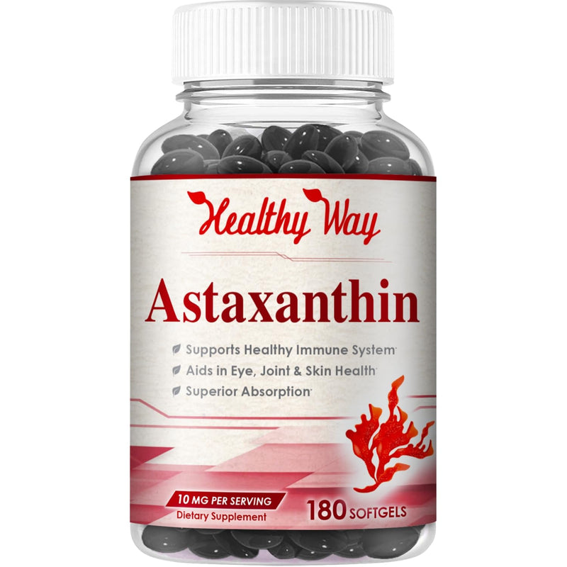 [Australia] - Easy Absorption Astaxanthin Supplement - 10mg Astaxanthin from Haematococcus Pluvialis Fresh Microalgae for Skin and Eye Health Support - Rich in Antioxidants and Carotenoids (180 Servings) 
