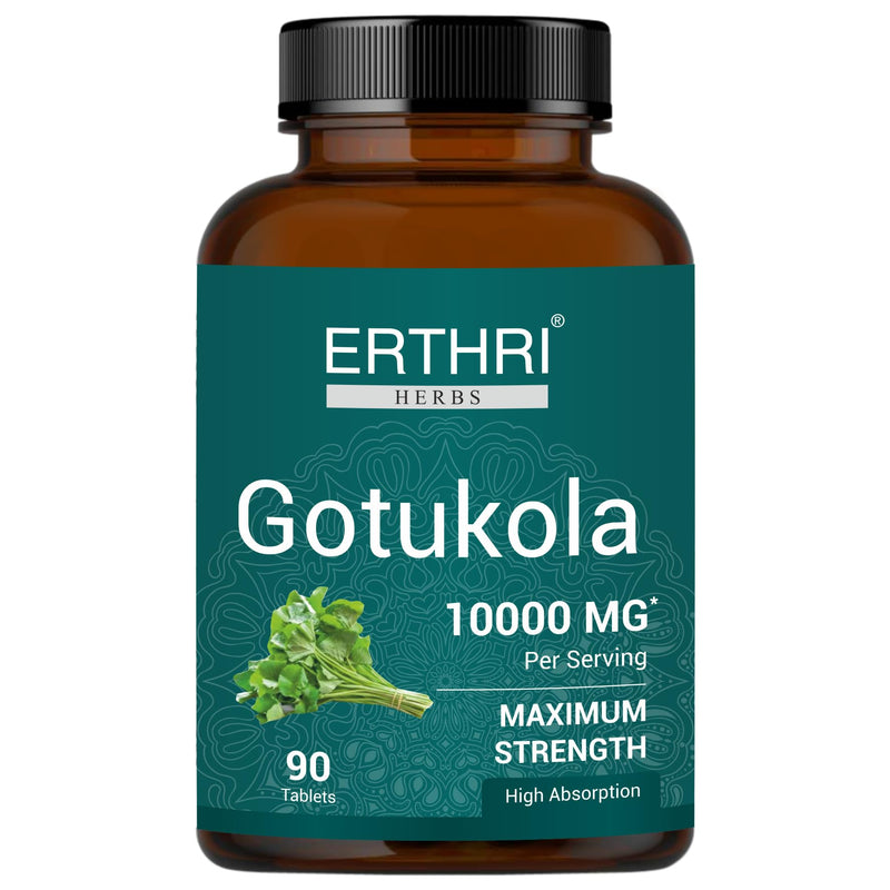 [Australia] - 100% Organic Gotu Kola Tablets 10,000mg (90 Count) Vegan & Gluten-Free Herbal Supplement, No Added Colors, Flavors, & Preservatives, 90 Tablets (Pack of 1) 