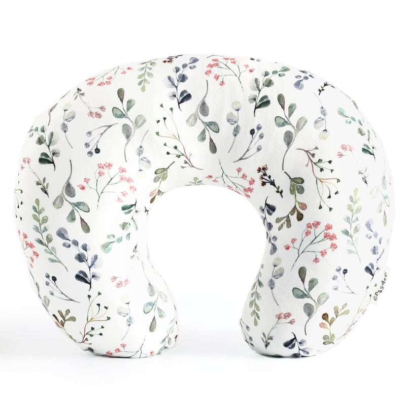 [Australia] - GRSSDER Nursing Pillow Cover Stretchy Minky Removable Nursing Covers for Breastfeeding Pillows, Ultra Soft Comfortable Slipcover for Girls, Stylish Flora Pattern Fresh Green 