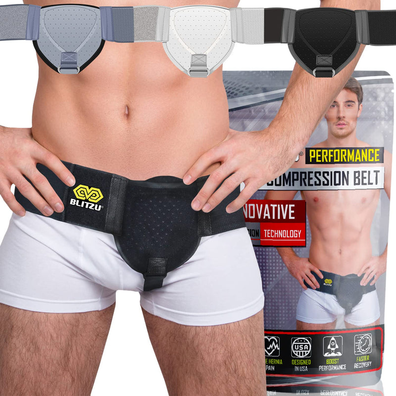 [Australia] - Hernia Belt for Men & Women. Femoral, Umbilical, Inguinal Hernia Belts. Groin Brace Truss Support Guard With Removable Compression Pad. Comfortable Adjustable Waist Strap Hernia Guard Black S-M Small/Medium 