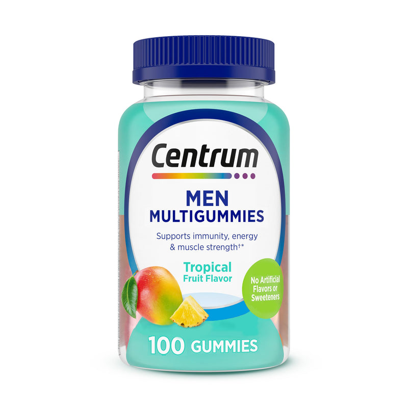 Centrum MultiGummies for Men 18 and Over, 100 Count | Contains Vitamin D3, B Vitamins and Antioxidants, Gluten Free, Non-GMO Ingredients, GLP-1 Support Fruit 100 Count (Pack of 1)