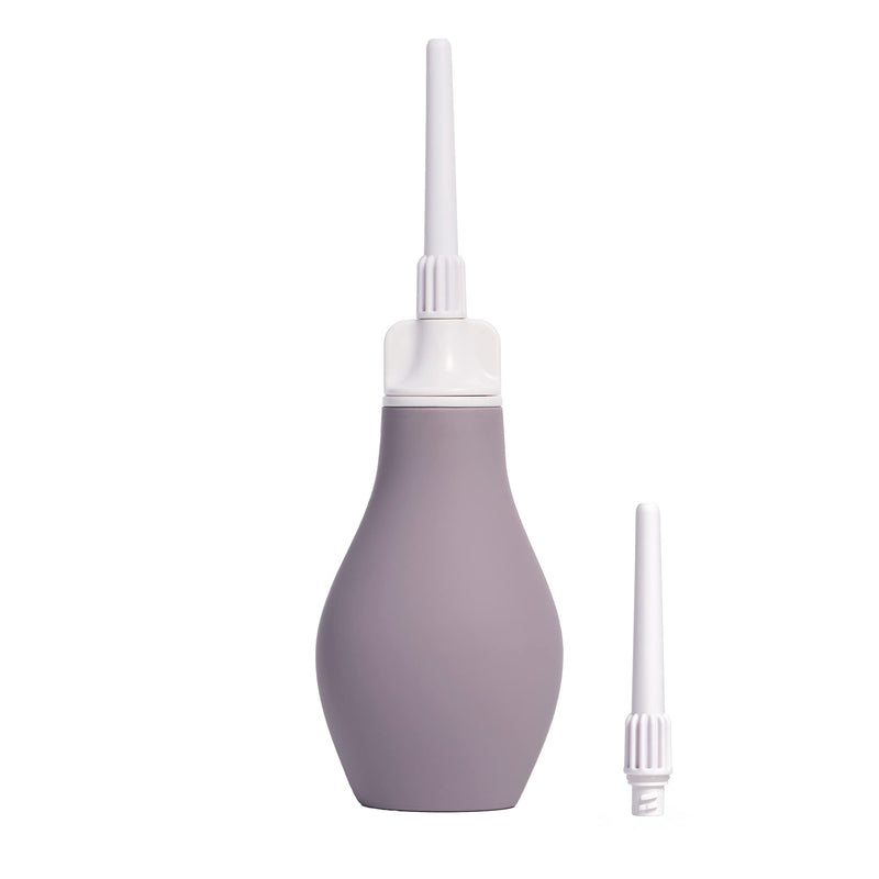 [Australia] - Du Silicone Anal Enema Kit for Colon Cleansing Anal Douche for Women & Men Soft Enema Bulb with Replaceable Flexible Tips - 6oz Stone 