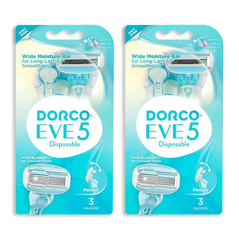 [Australia] - EVE 5 Women's Disposable Razors Smooth Touch | Wide moisture bar, 5 Blades for smooth shave | Multipurpose Hair Remover | 2 pack (6counts) 2pack (6ct) 