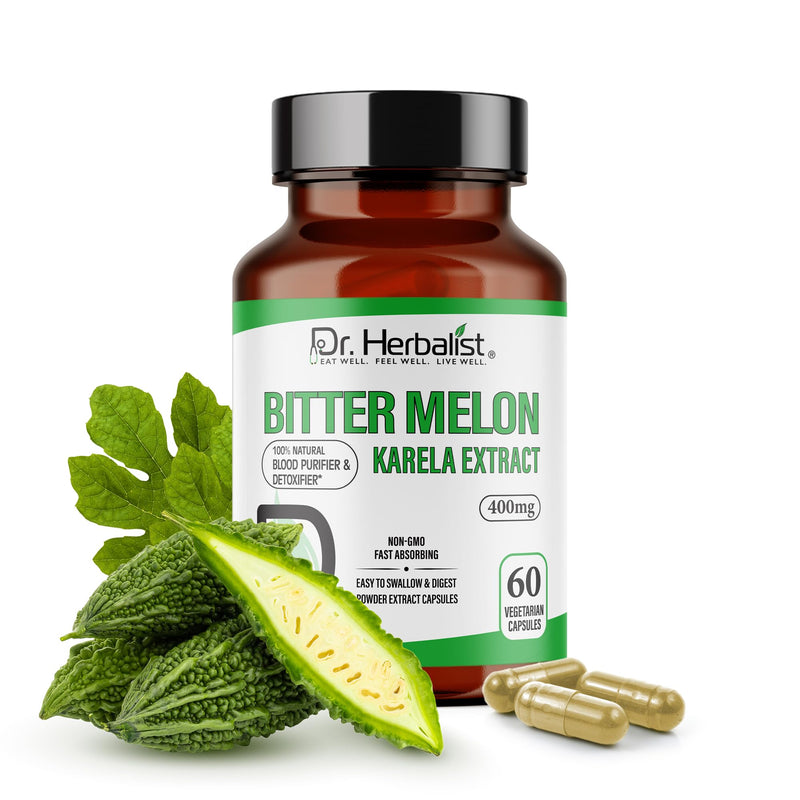 [Australia] - Dr. Herbalist Bitter Melon / Karela Extract 400mg - 60 Capsules| Non-GMO | Fasting Absorbing | Vegetarian. 