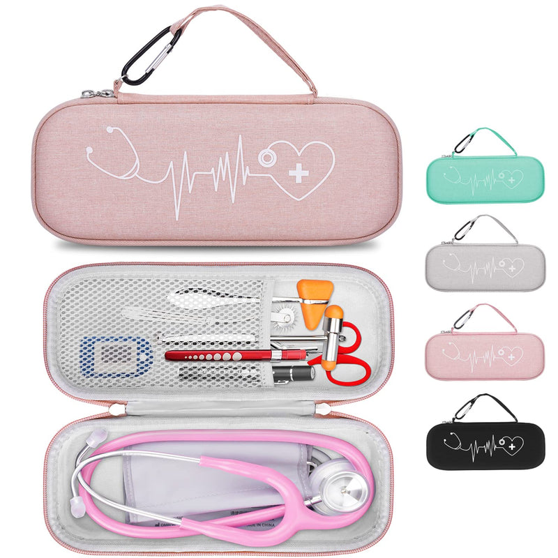 [Australia] - Stethoscope Case for 3M Littmann Classic III, Lightweight II S.E, Cardiology IV Diagnostic, MDF Acoustica Deluxe Stethoscopes, Extra Room for LED Penlight Scissors and Nurse Accessories, Pink 
