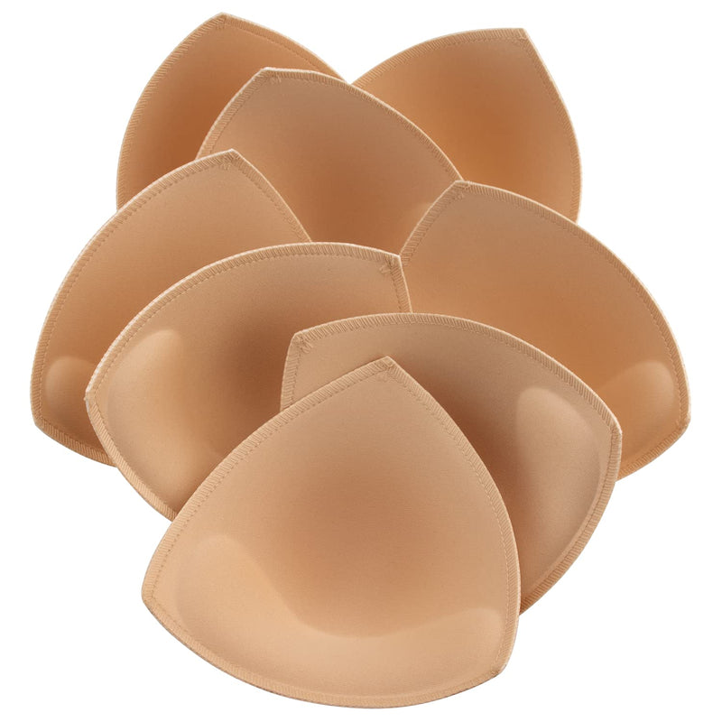 [Australia] - Bra Pads Inserts 4 Pairs Sewn Edges Breast Padding for Sports Bras Swimsuits Bikini A, B, C, D Cup Available Beige 