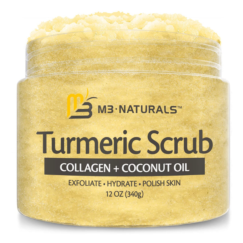 [Australia] - Exfoliating Body Scrub Turmeric Body Scrub and Skin Exfoliator with Collagen and Coconut Oil Gently Exfoliate Face Body Hand and Foot Scrub Moisturizing Body SkinCare products by M3 Naturals Turmeric Scrub 