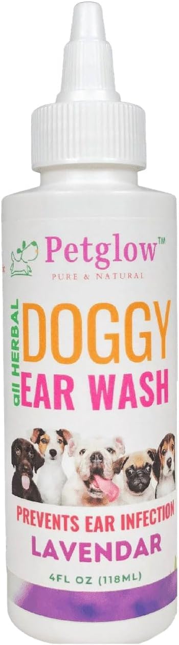 Petglow Dog Ear Cleaner, Gentle Wax Remover, Gentle Ear Cleaning Drops, Effective Ear Drops for Itch, Odor, Aloe Vera and Turmeric Ear Cleaning Solution for Dogs, Cruelty-Free - PawsPlanet Australia