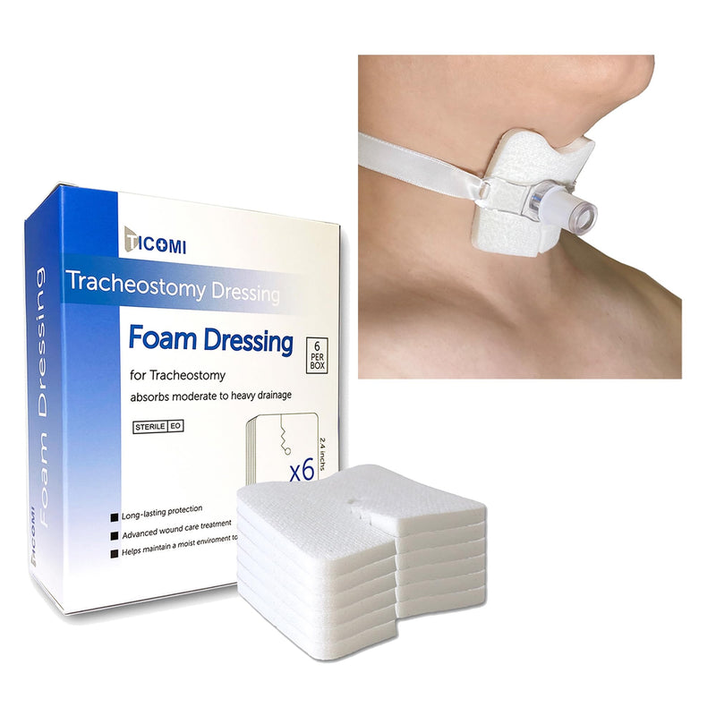 [Australia] - Tracheostomy Dressing Pad ,Thicken Sponges, Trach Stoma Care , Sterile (Pack of 6) 2.4*2.4inchs 