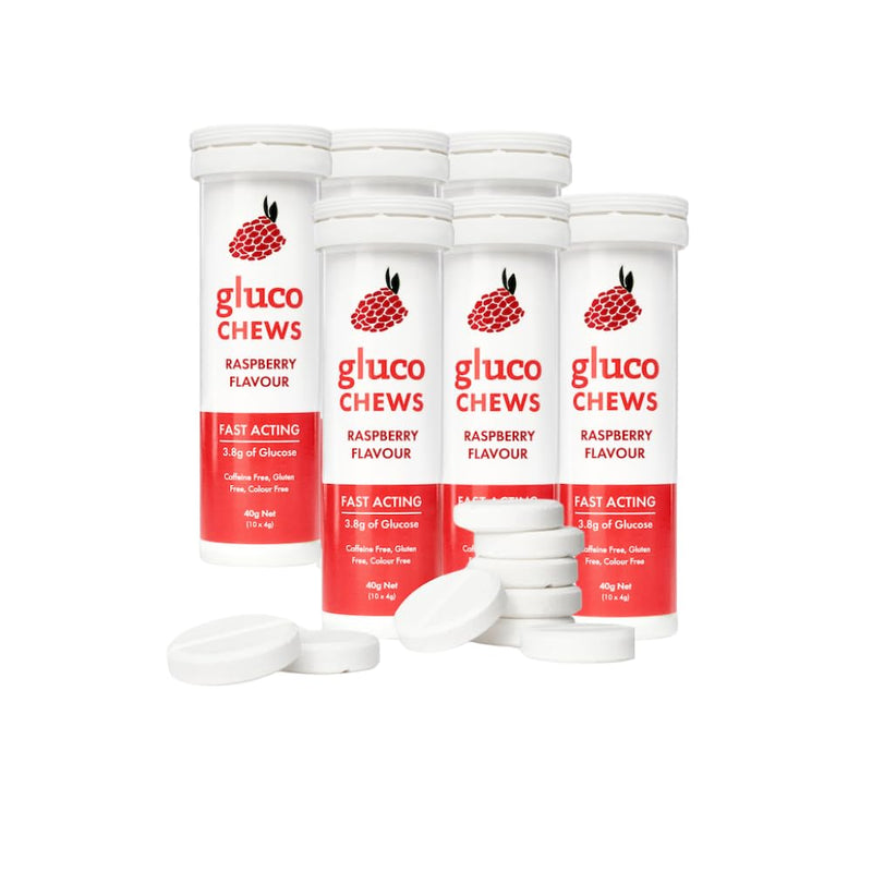 [Australia] - Glucochews Raspberry Glucose Tablets ‚Äì 60 Tablets (10 per Tube, 6 Pocket-Sized Tubes) ‚Äì 3.8g Fast-Acting Glucose Each ‚Äì Boosts Energy ‚Äì Gluten-Free, Fat-Free, Caffeine-Free 