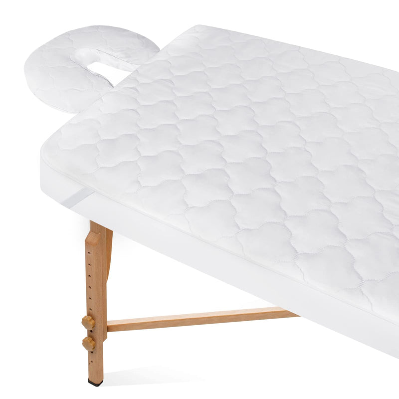 [Australia] - 2-Piece Waterproof Massage Table Sheet Set, Extra Soft, Cushy, for Massage Tables, Includes Massage Fitted Sheet and Face Rest Cover, White 