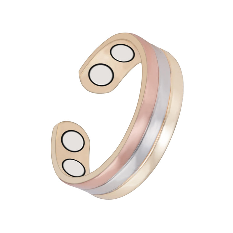 [Australia] - Pure Copper Ring for Women, Magnetic Rings with Magnets, Tricolor Gold Jewelry Gift 