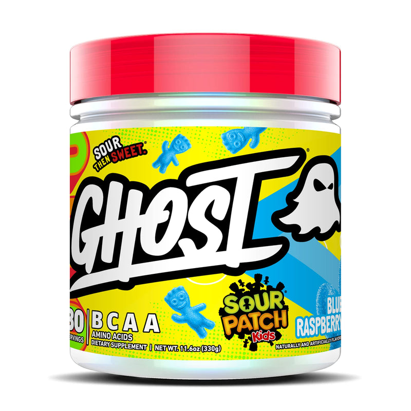 [Australia] - GHOST BCAA Powder Amino Acids Supplement, Sour Patch Kids Blue Raspberry - 30 Servings - Sugar-Free Intra, Post & Pre Workout Amino Powder & Recovery Drink, 7G BCAA 
