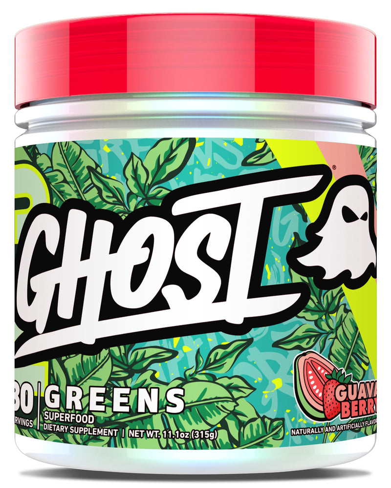 [Australia] - GHOST Greens Superfood Powder, Guava Berry - 30 Servings - 19 Super Greens & Reds, Fruits, Vegetables, Spirulina, & Chlorella, Prebiotics, 10 Billion CFU Probiotic & Digestive Enzymes - Gluten-Free 