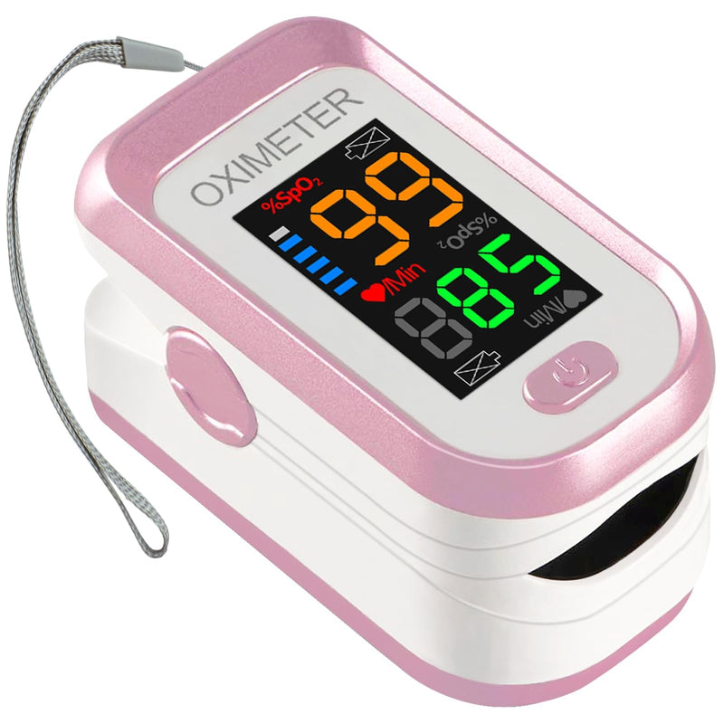 [Australia] - Pulse Oximeter Fingertip, Blood Oxygen Saturation Monitor with Large LED Display, Heart Rate Monitor for Adults, Fingertip Pulse Oximetr, with Lanyard (Rose Gold) 