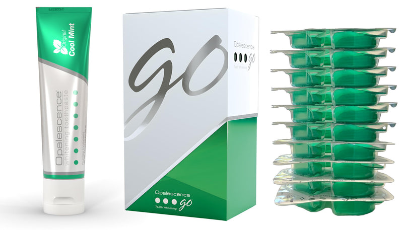 [Australia] - Opalescence Whitening Bundle - Opalescence Go 10% Hydrogen Peroxide Prefilled Whitening Trays and Whitening Toothpaste - Mint Flavor 5194-5166 