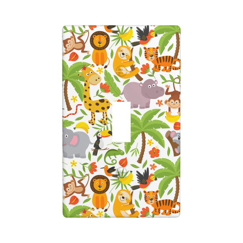 [Australia] - Jungle Animals Tiger Koala Giraffe Cute Light Switch Cover 1-Gang,Decorative Single Toggle Wall Plate Switch Wallplate Cover Faceplate For Kids Teens Boys Girls Room Decor,4.50" X 2.76"Inch Jungle Animals Tiger Koala Giraffe Cute 